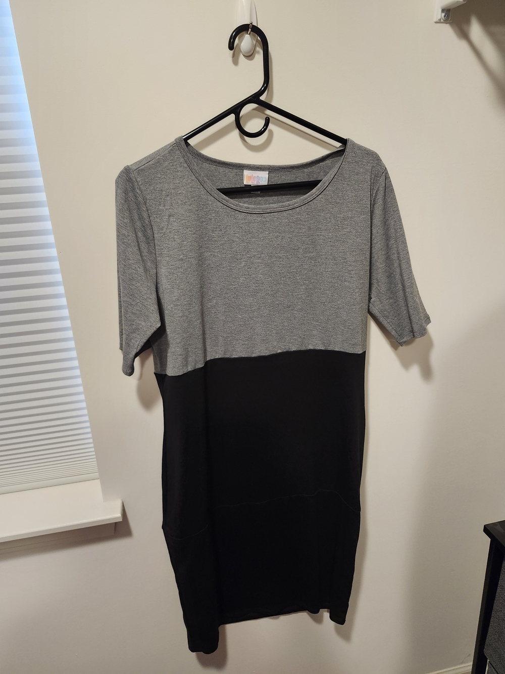 LuLaRoe Gray and Black Rounded Neck Tee Dress